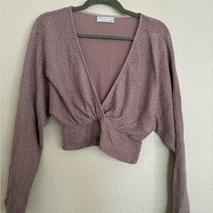 Urban Outfitters Mauve Textured Knit Twist-Front Crop Top – Size S
